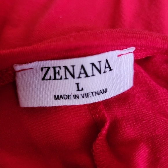 Zenana Red Long Sleeve Top Leopard Animal Print Pocket Women's Large L EUC - Picture 6 of 8